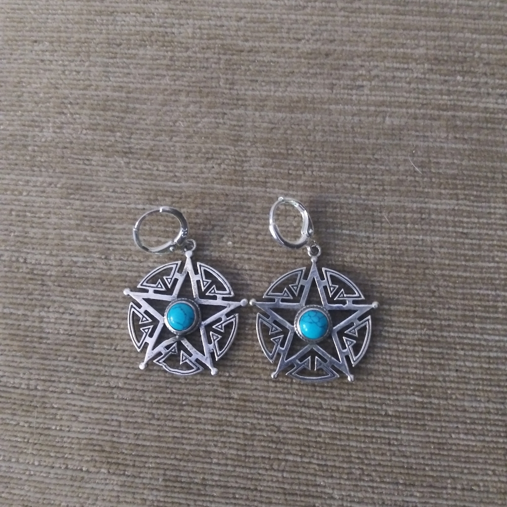 Sterling silver blue turquoise earrings